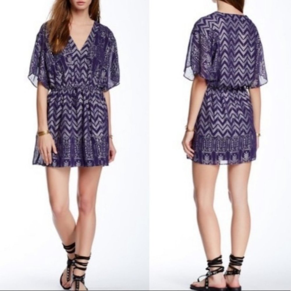 Free People Love Your Chaos Dress Mini Metallic Lined Bohemian Peasant Size XS